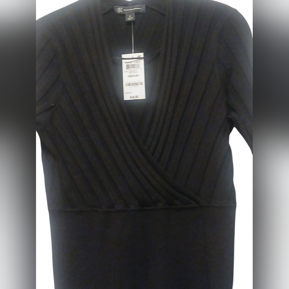 International Concepts - NWT,  Deep Black V-Neck Sweater, Ribbed Table... - Picture 8 of 10
